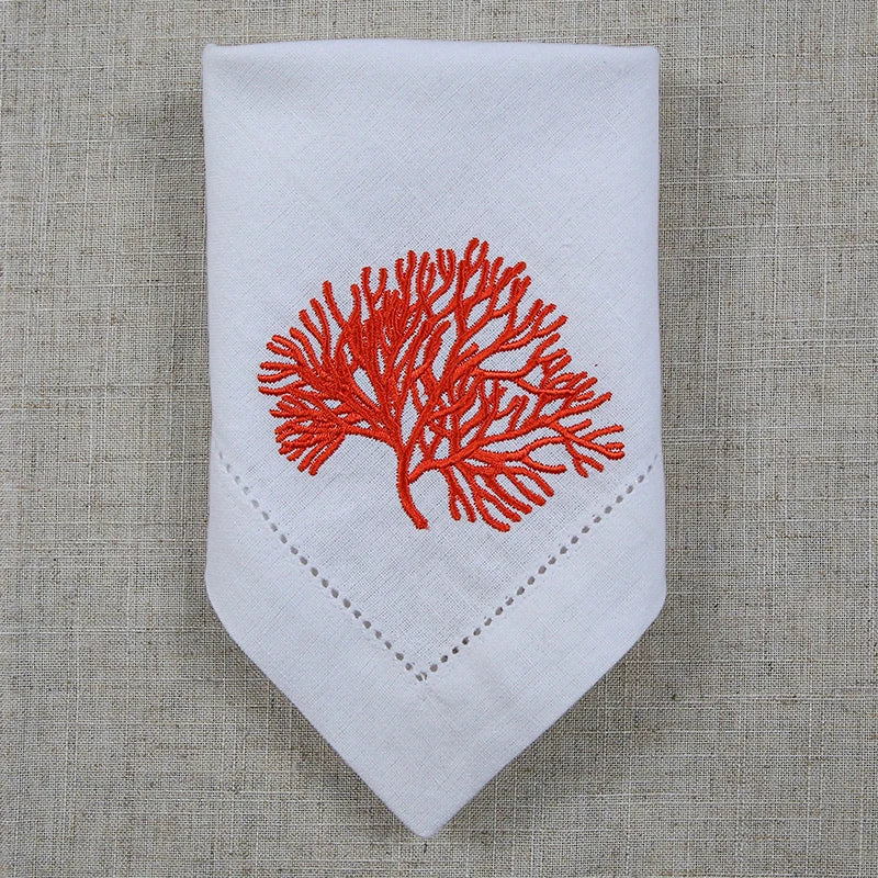 Serviette de Table avec Corail Brodé